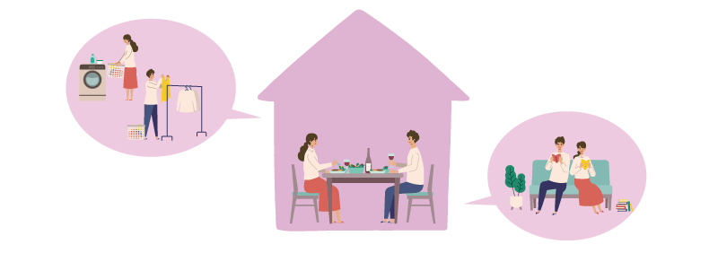 同棲をイメージできるカップルの家を中心とした画像